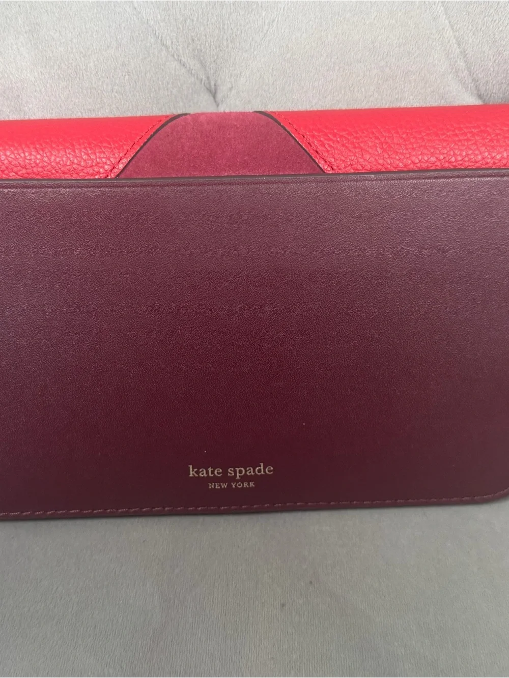 Kate Spade Nadine Patchwork Red Leather Suede Clutch Wallet